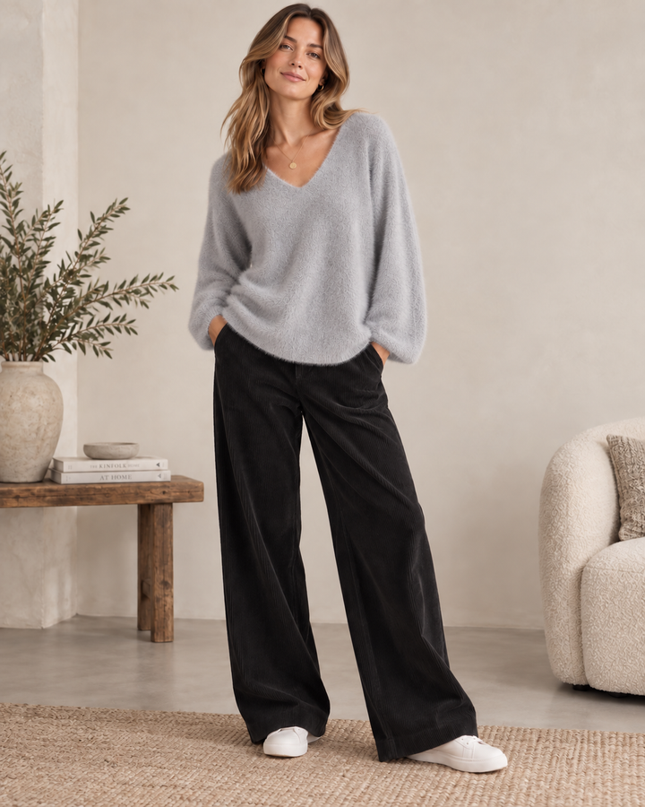 Kelly V-Neck Jumper Silver Grey