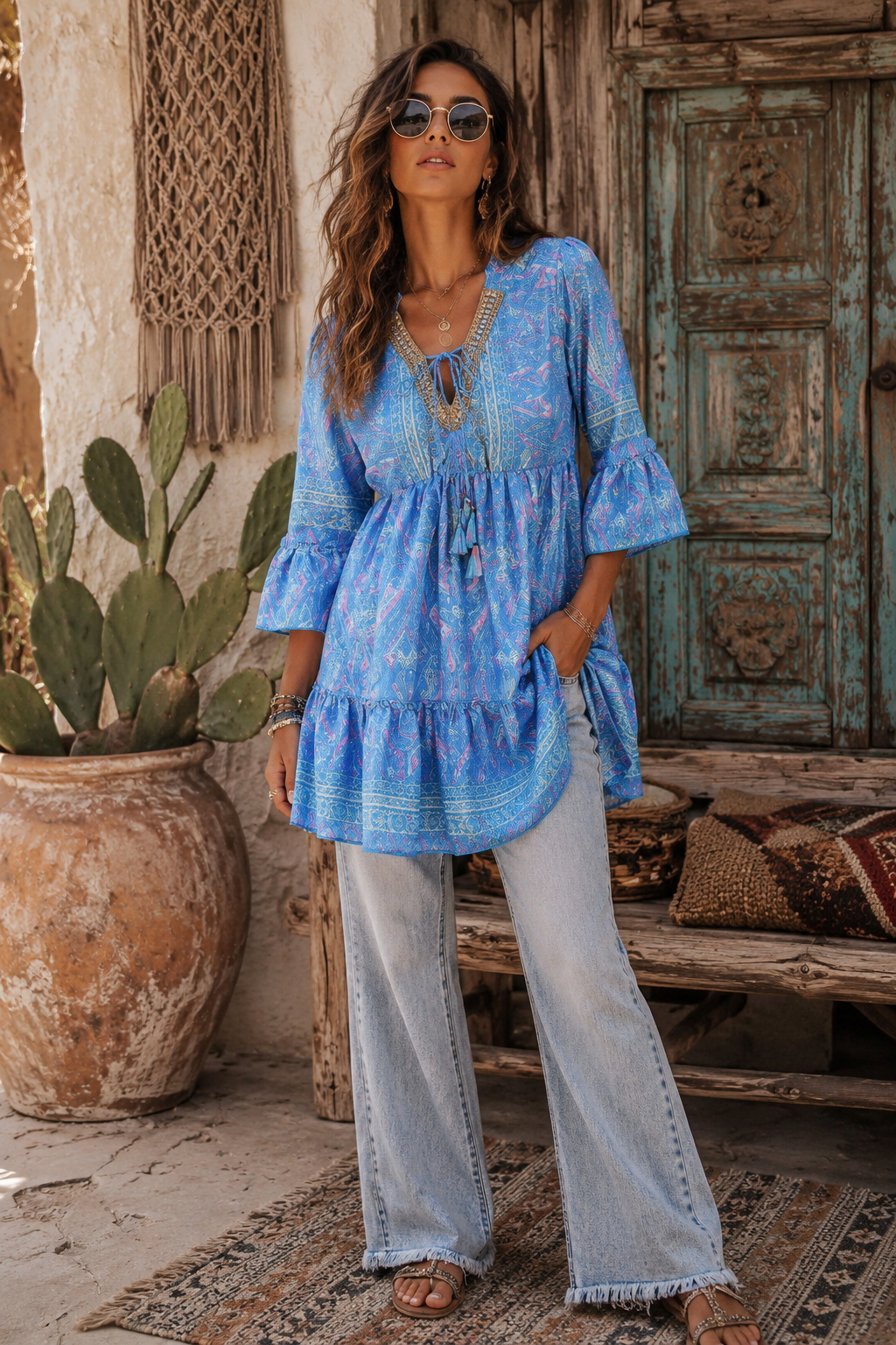 Amrita Golden Tunic Blue