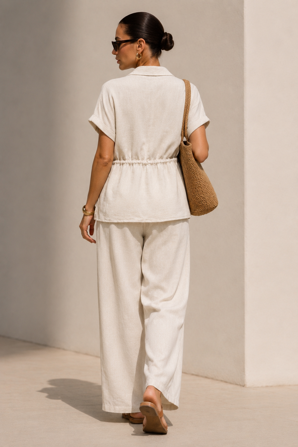 Emily Linen Co-ord Cream/Khaki