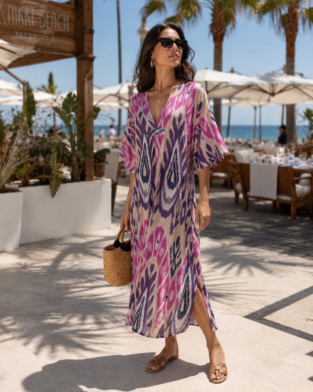 Salma Cotton Tunic Dress Purple