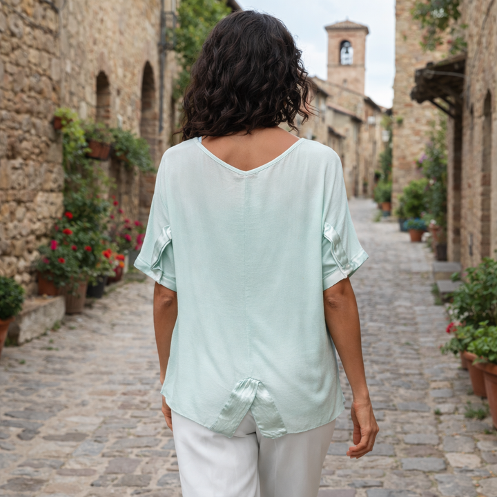 Satin Edged V Back Top Mint