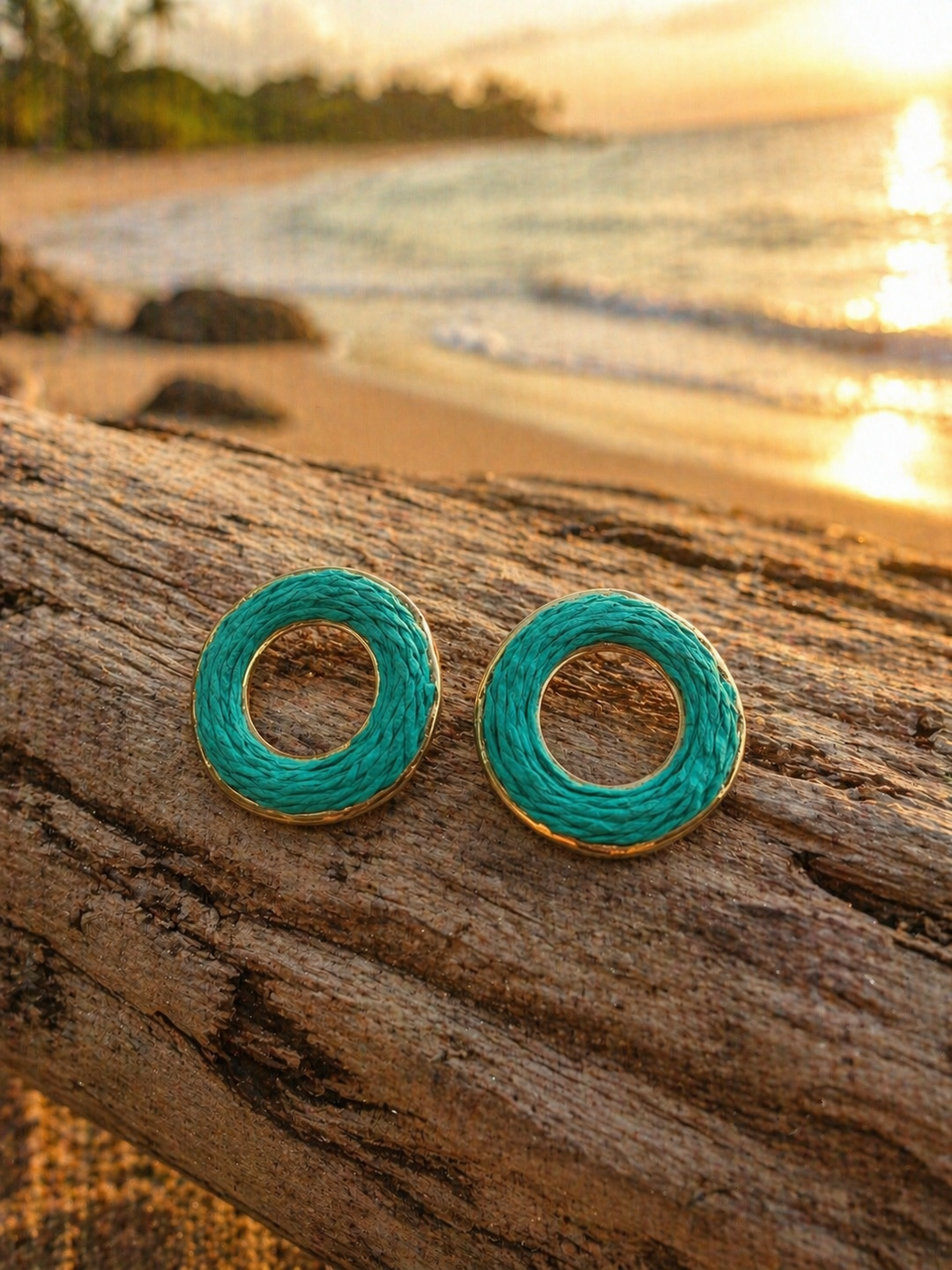 Marbella Sol Raffia Earrings Turquoise