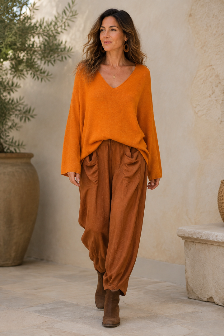 Anabelle V-Neck Jumper Orange