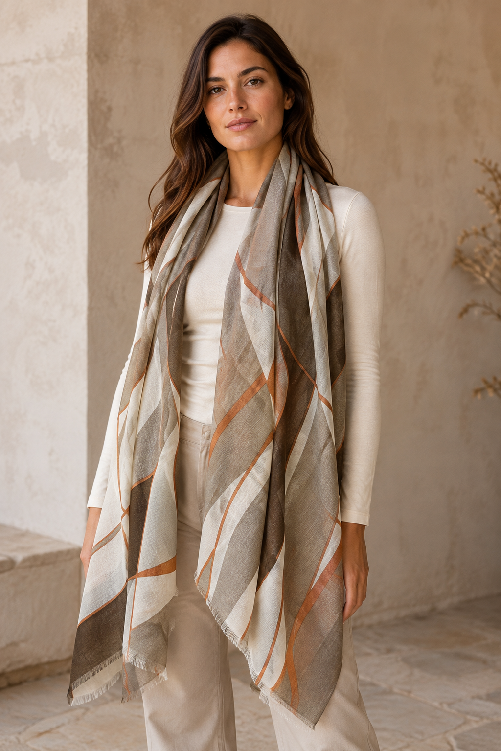 Sahara Sparkle Swirl Scarf Tan