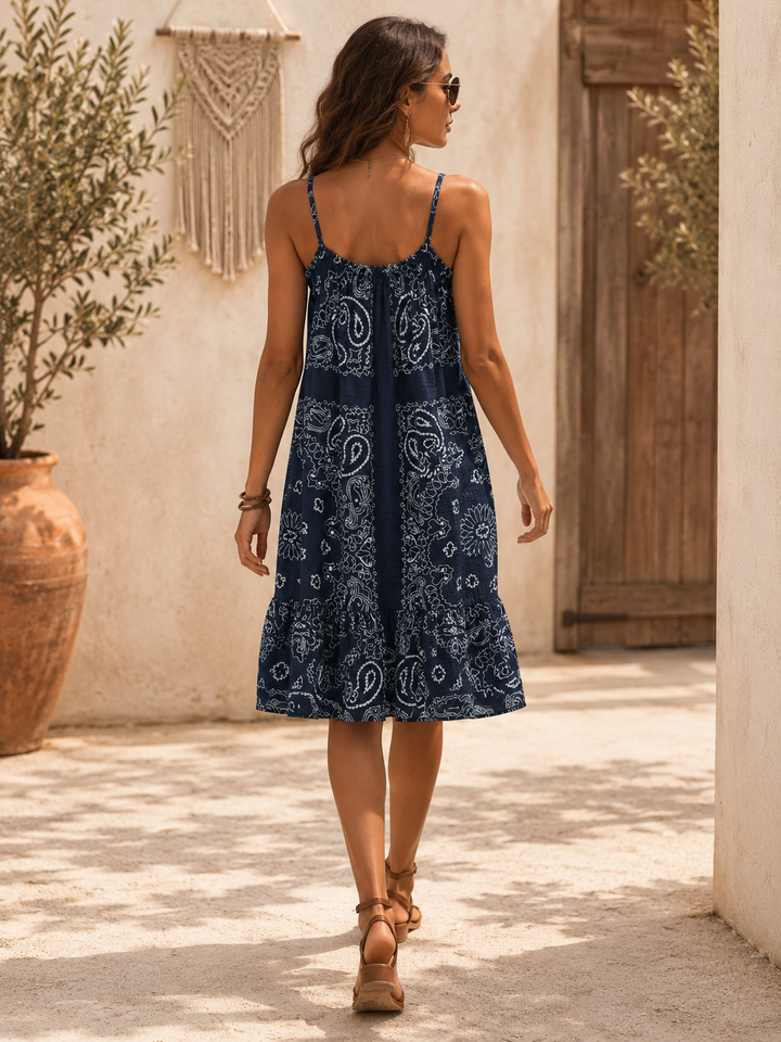 Silvia Bandana Print Dress Navy