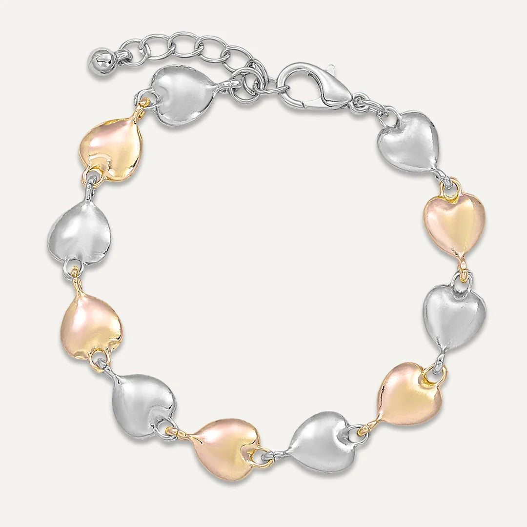 Heart Link Bracelet Two Tone