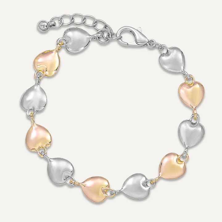 Heart Link Bracelet Two Tone