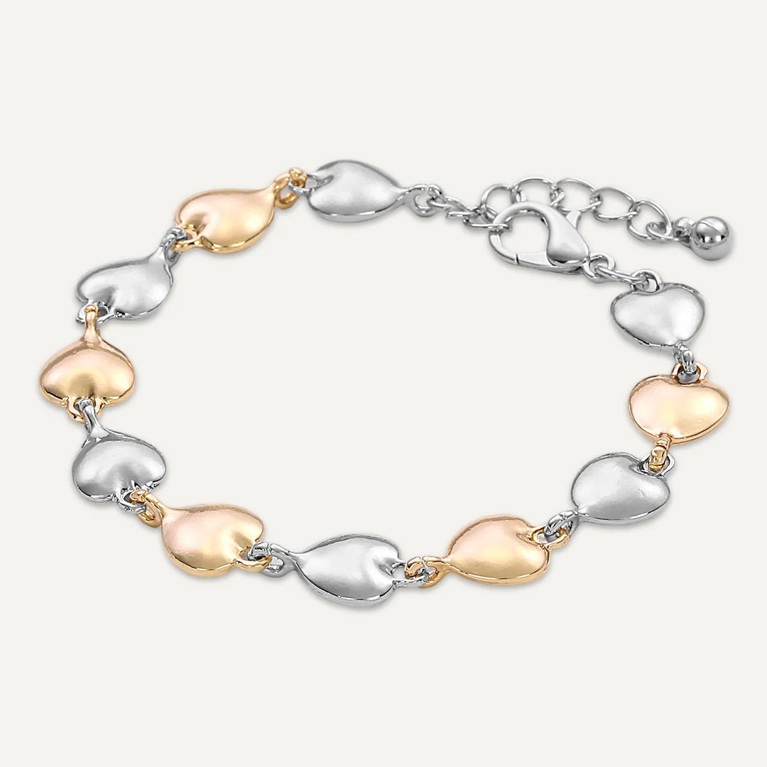 Heart Link Bracelet Two Tone