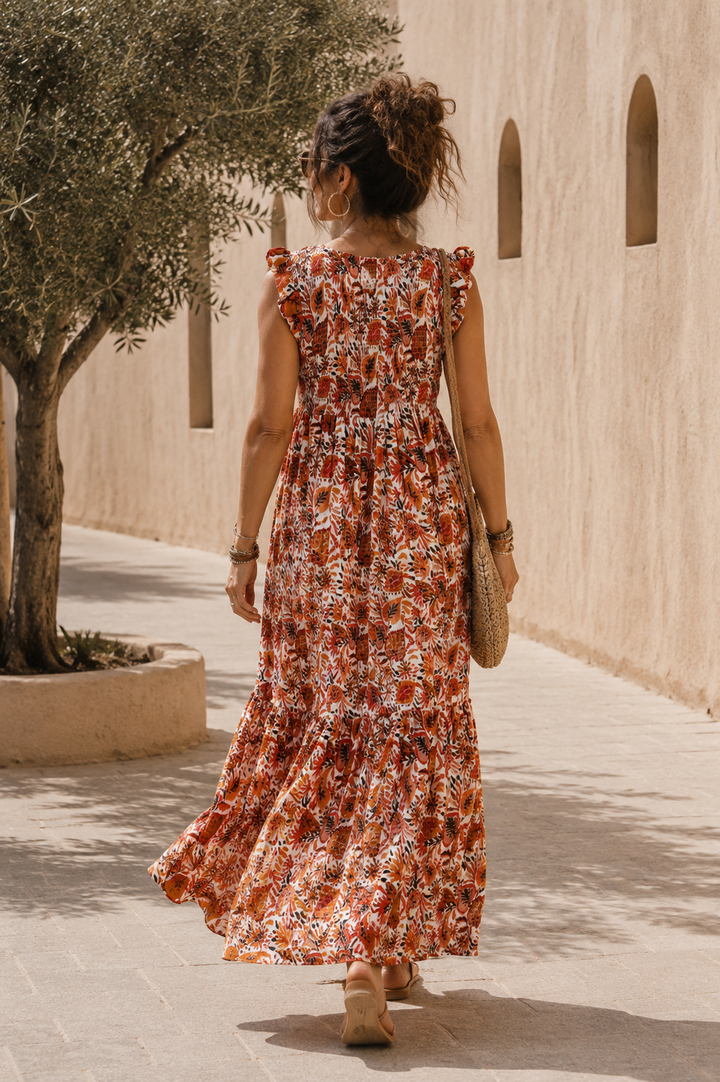 Toscana Maxi Dress Orange Floral