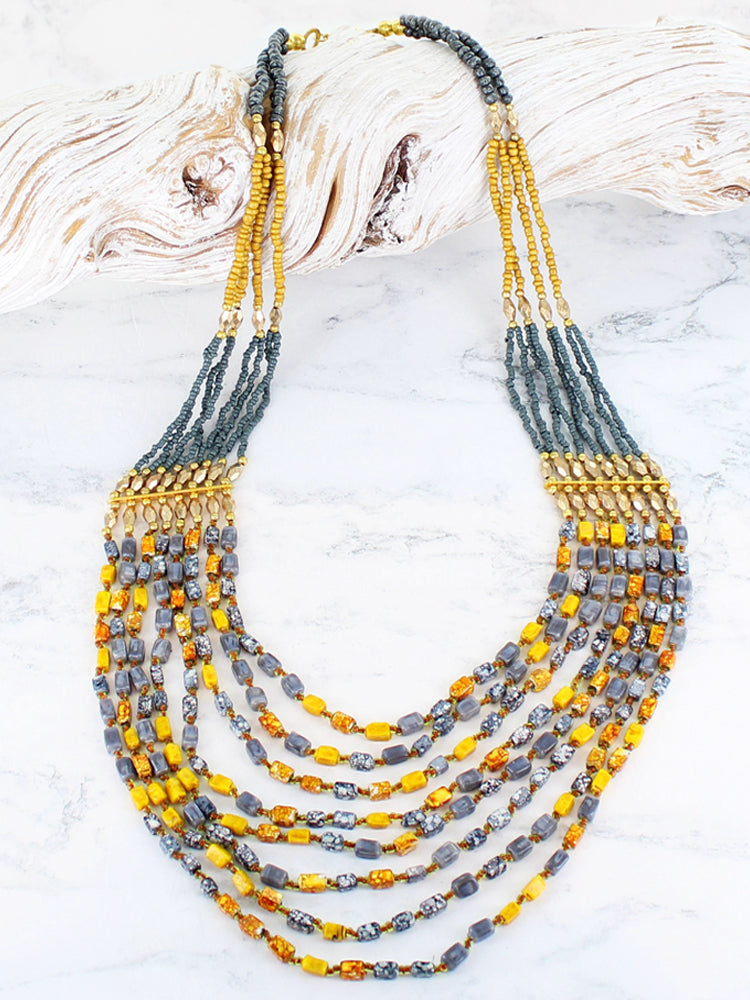 Bonnie Beaded Necklace Gilded Amber