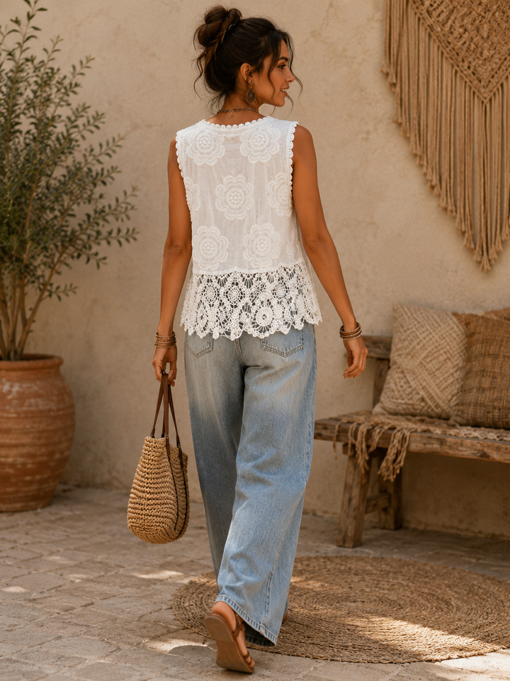 Chelsea Crochet Top White