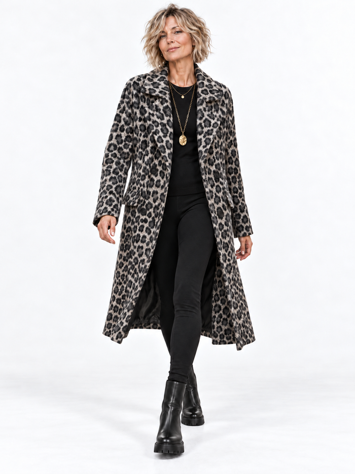 Lauretta Leopard Coat Grey