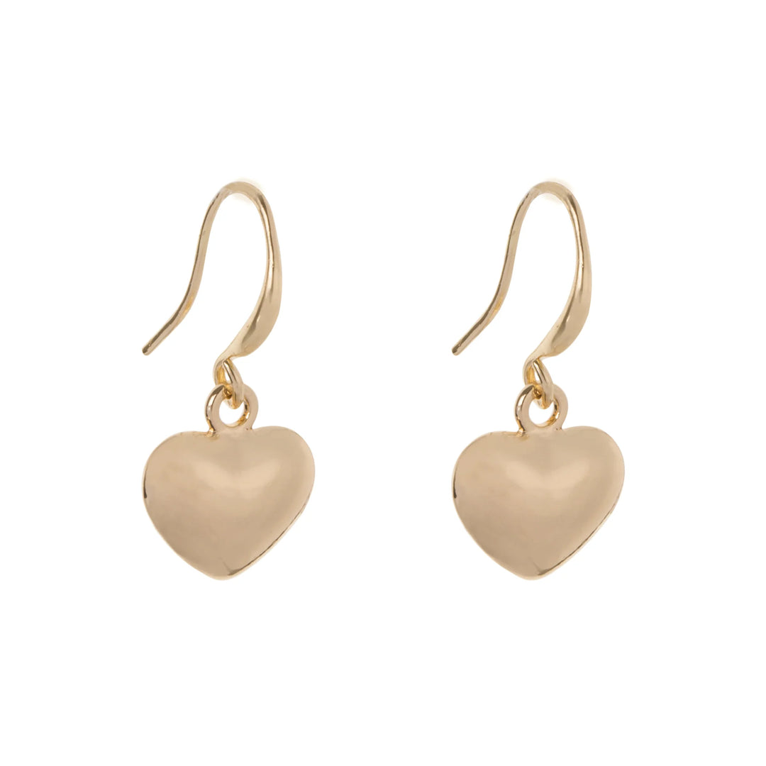 Heart Drop Earrings Gold