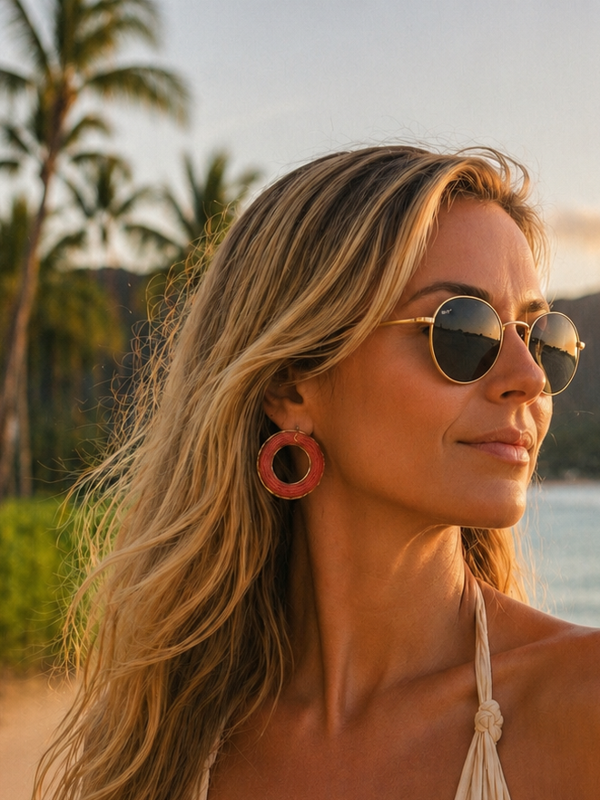 Marbella Sol Raffia Earrings Terracotta