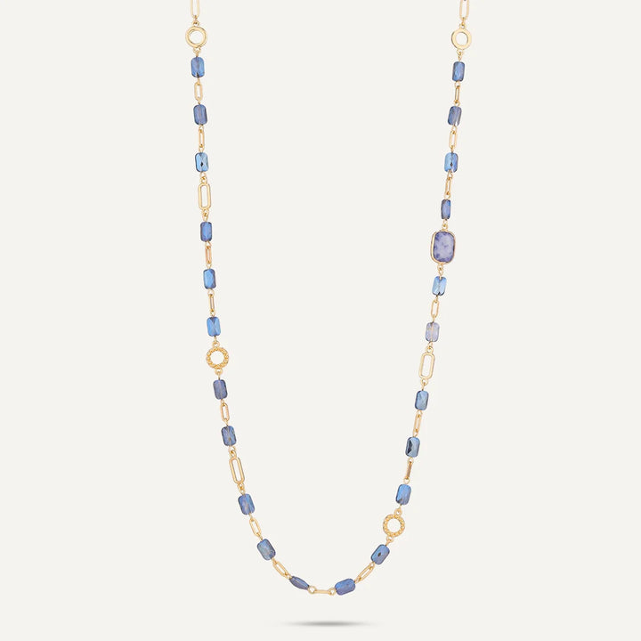 Long Blue Beaded Necklace