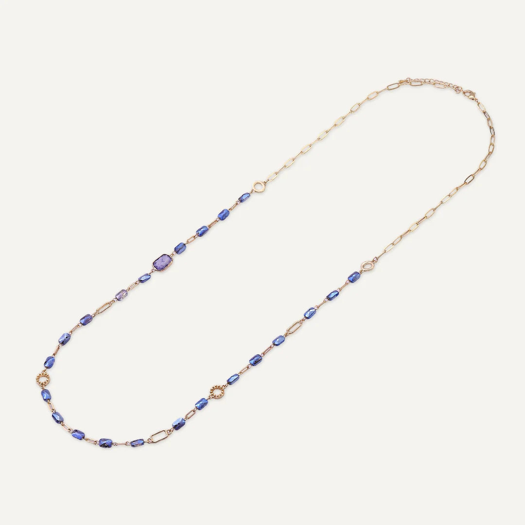 Long Blue Beaded Necklace