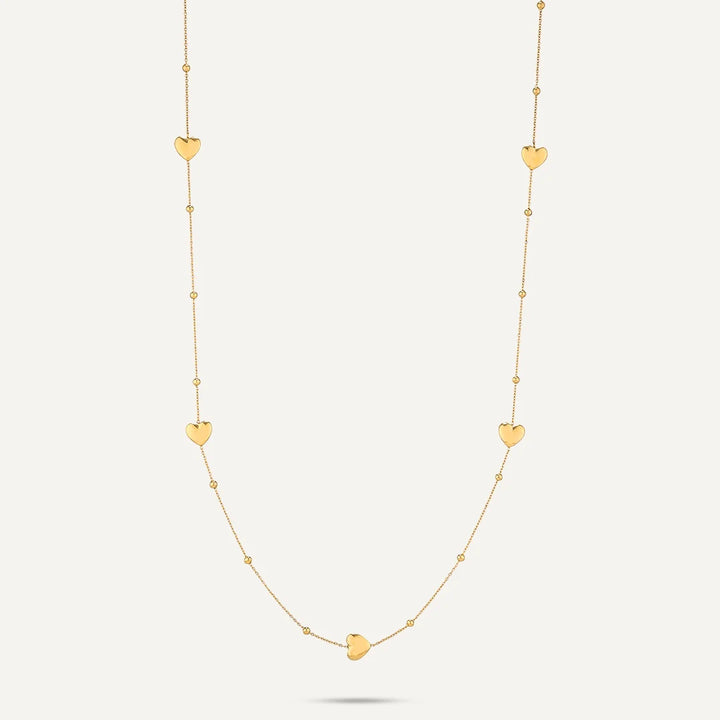 Long Heart Necklace Gold