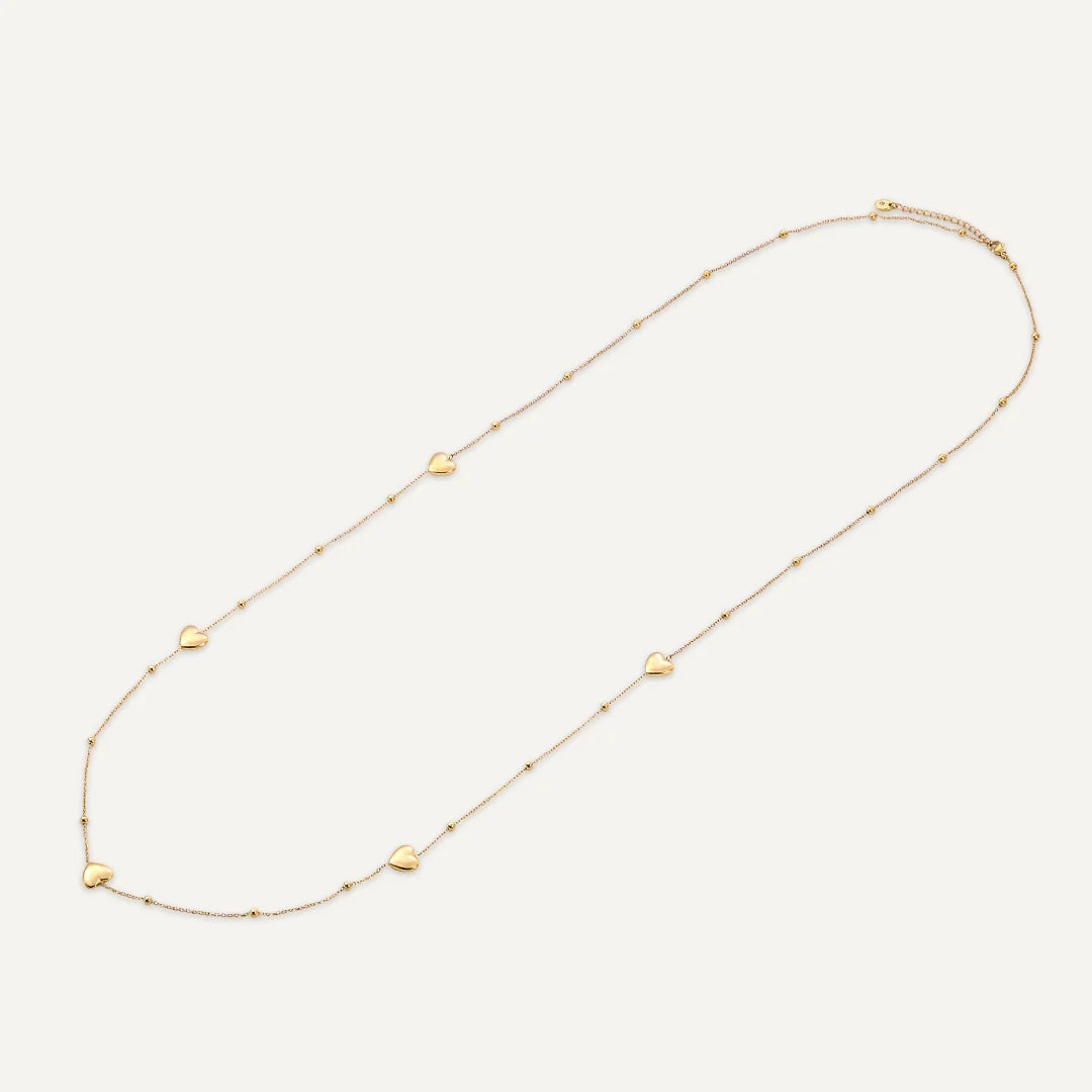 Long Heart Necklace Gold