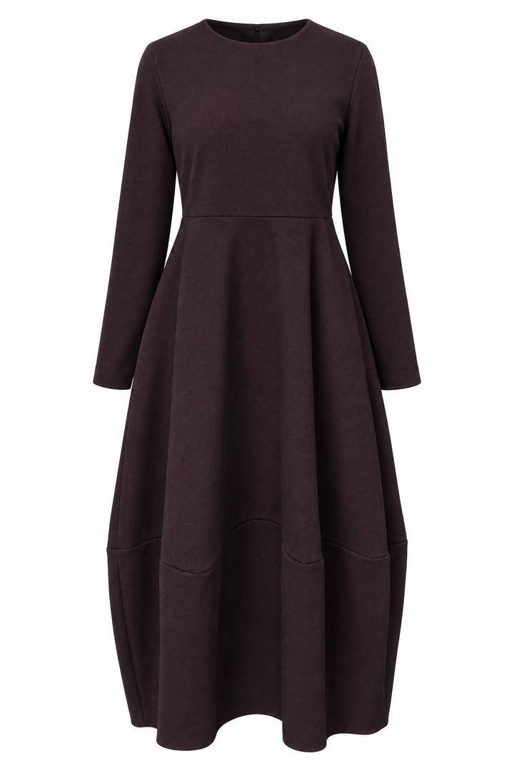 Anastasia Dipped Hem Dress Aubergine