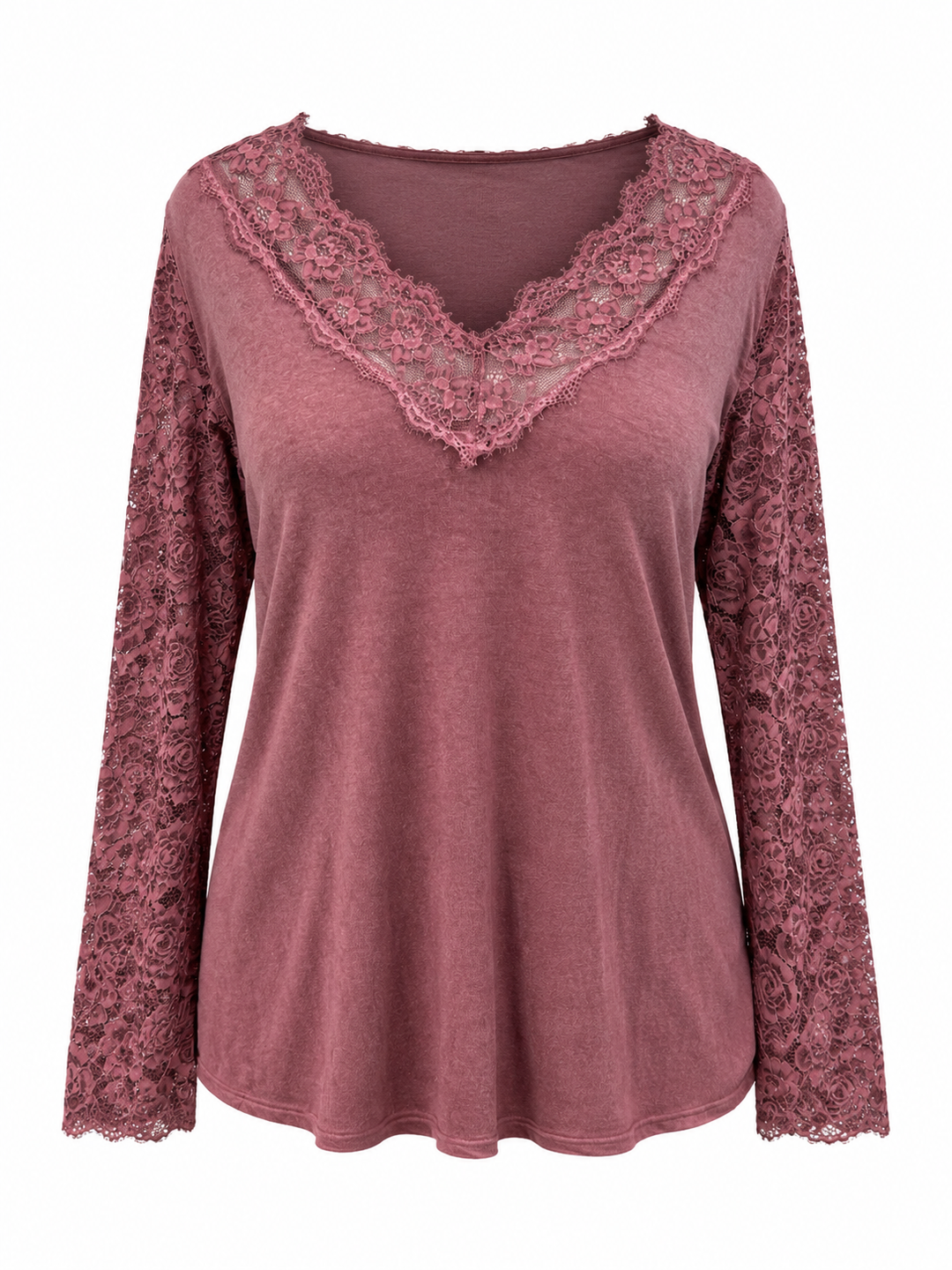 Rosie Lace Long Sleeve Top Cranberry