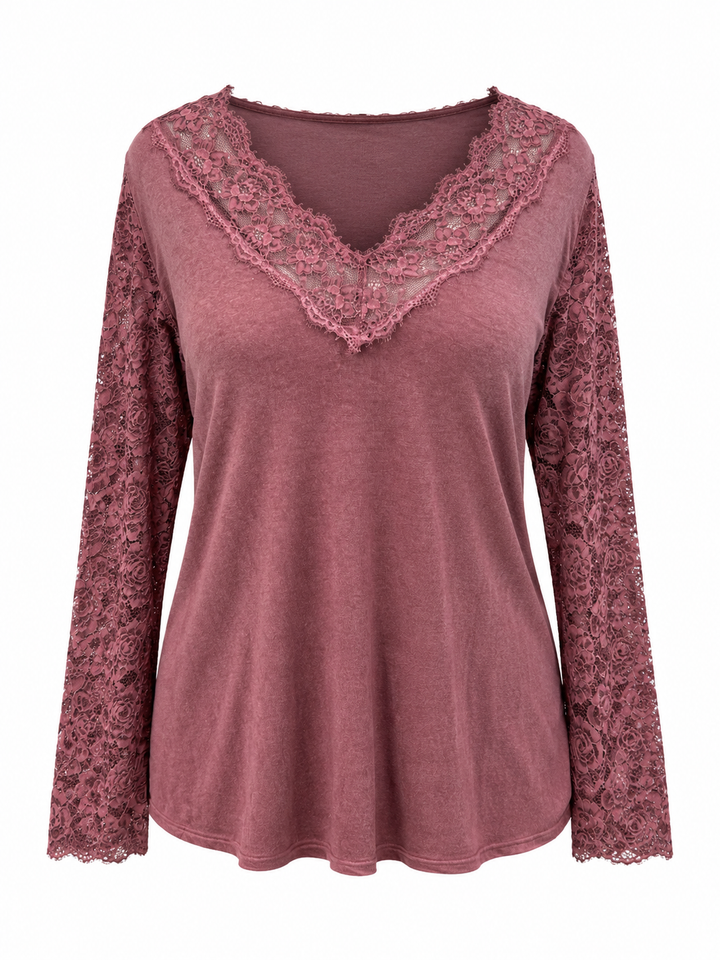 Rosie Lace Long Sleeve Top Cranberry