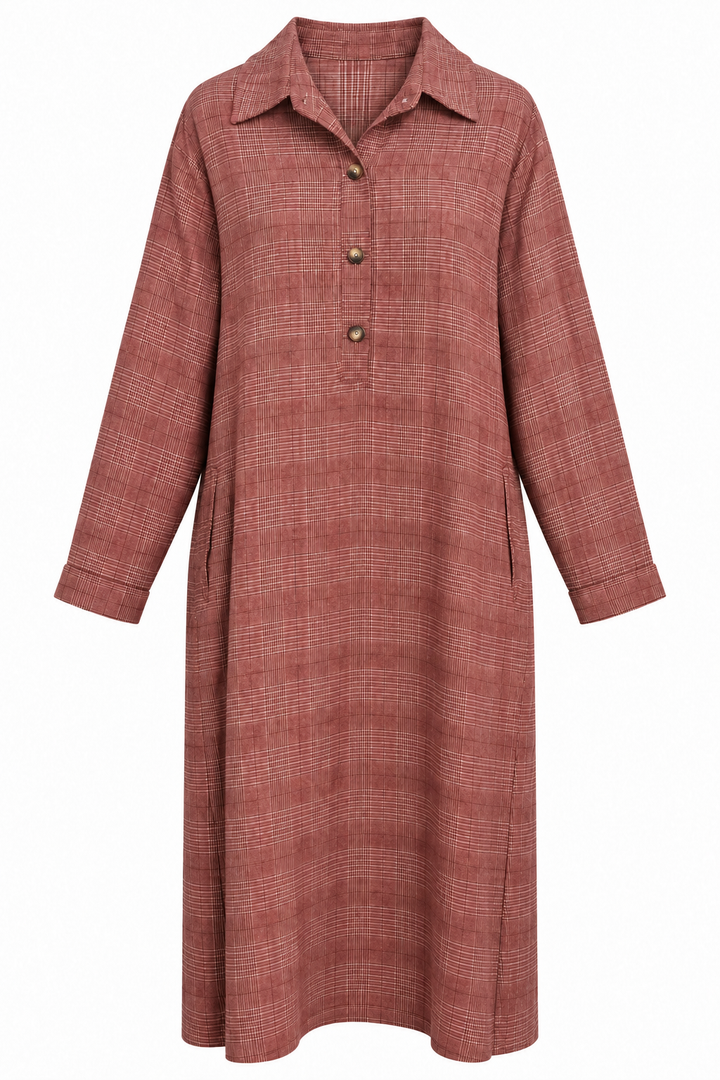 Rustic Charm Tartan Dress Cinnamon