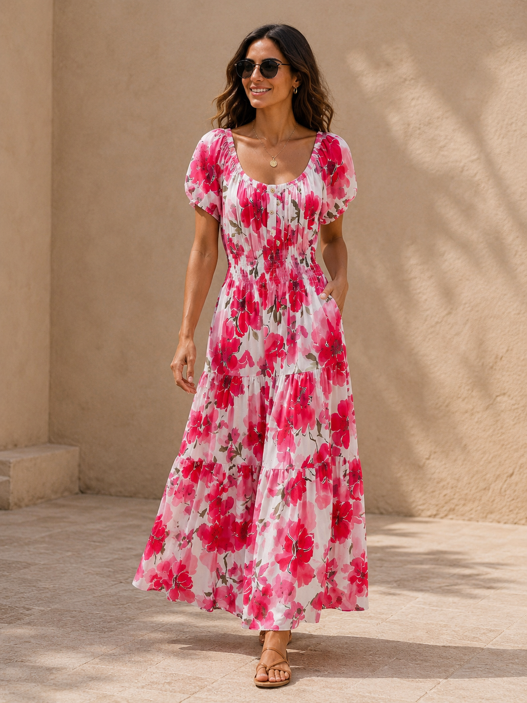 Alondra Floral Maxi Dress Red