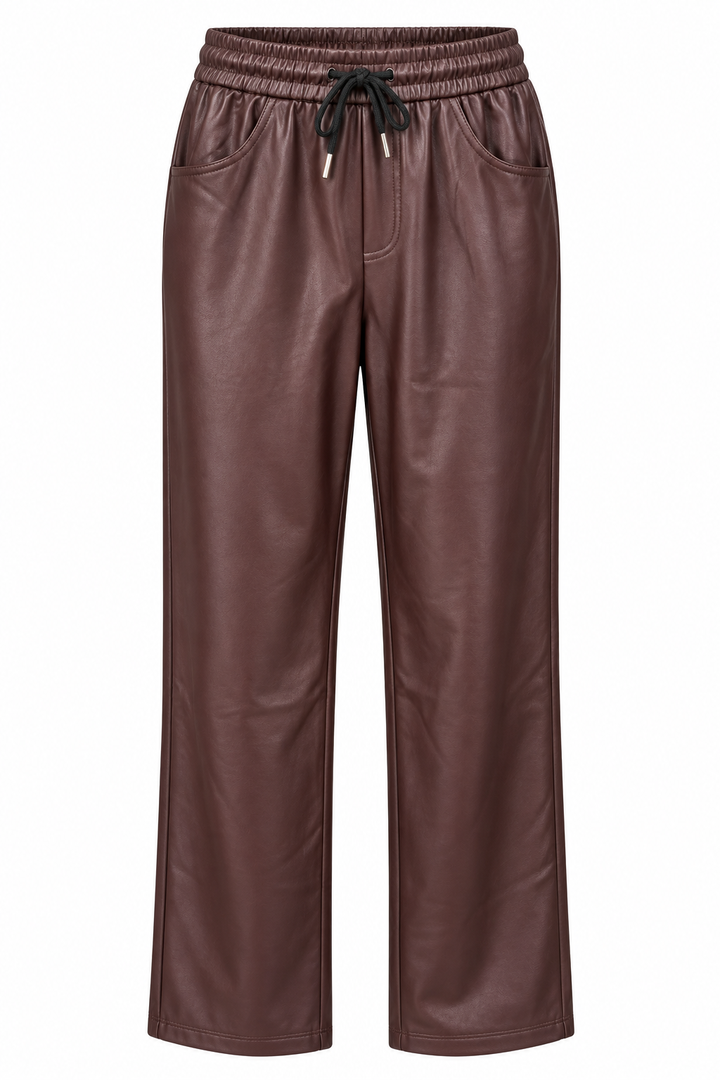 Cosima Leather Look Trousers Aubergine
