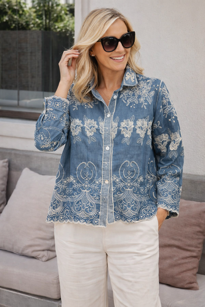 Elena Embroidered Shirt Denim