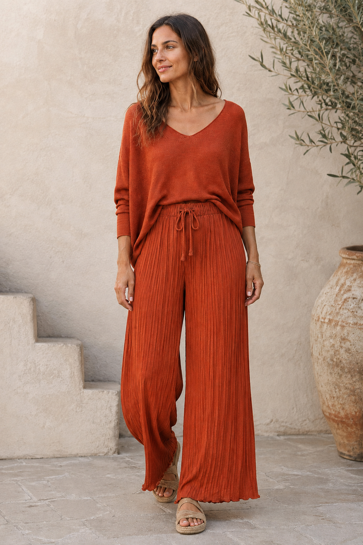 Polly Pleat Trousers Rust