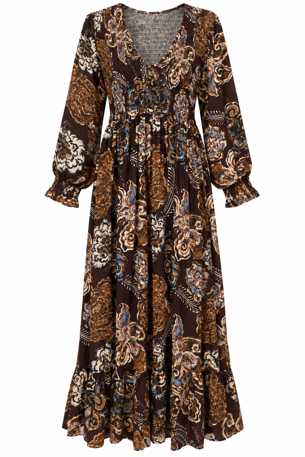 Vintage Floral Shirred Maxi Dress CUT LABEL (Copy)