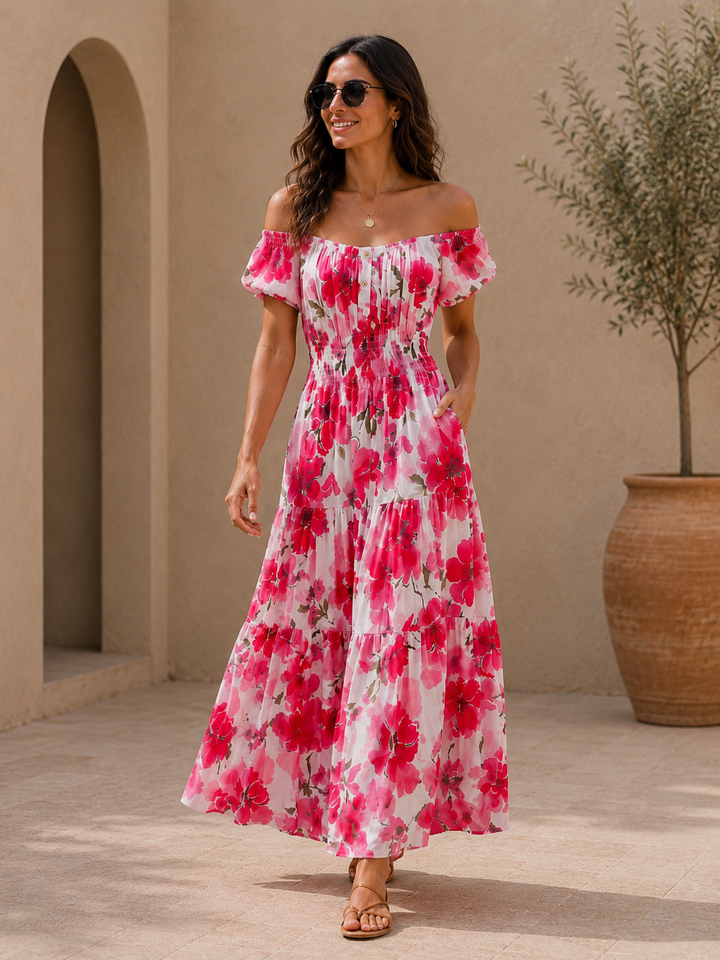 Alondra Floral Maxi Dress Red