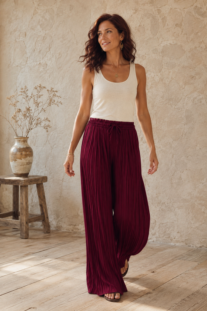 Polly Pleat Trousers Wine