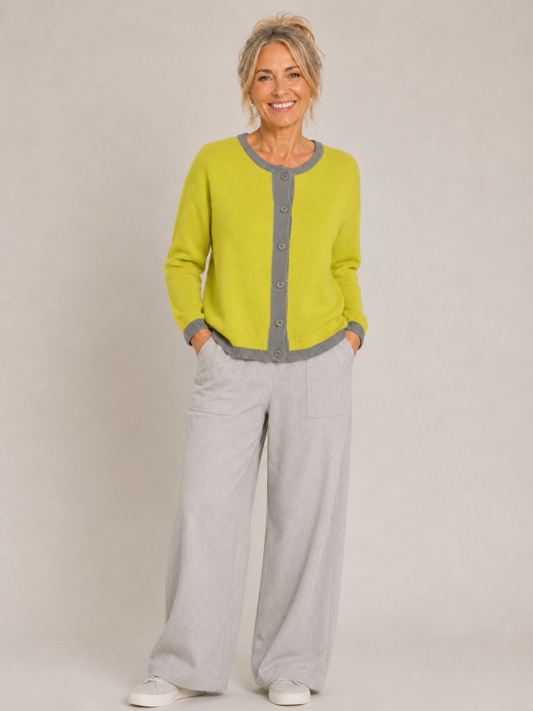 Ninetta Cardigan Pistachio/Grey