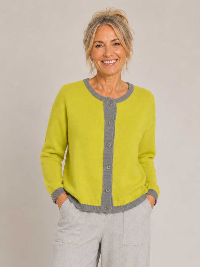 Ninetta Cardigan Pistachio/Grey