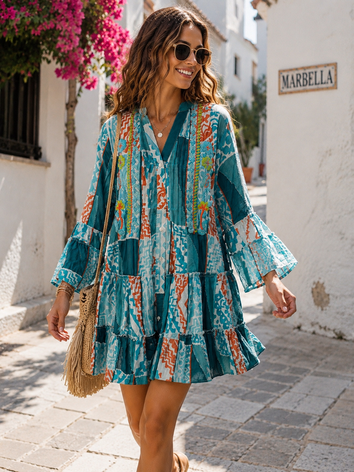 Brianda Embroidered Tunic Turquoise
