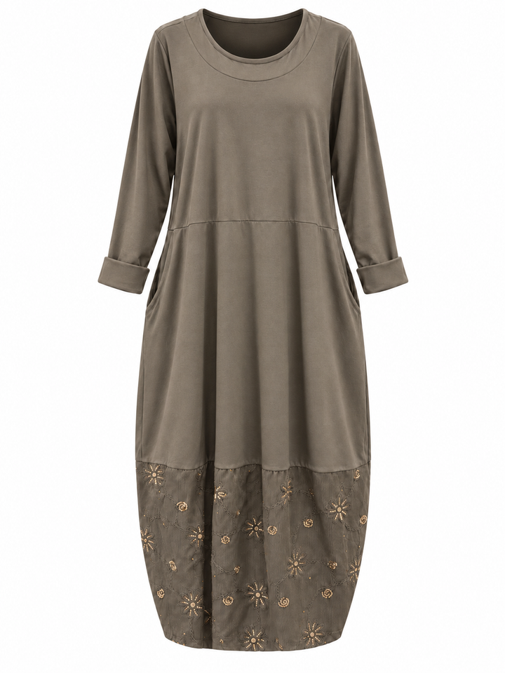 Sequin Burst Maxi Dress Mocha