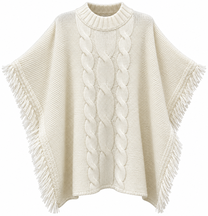Chelsea Cable Knit Poncho Cream
