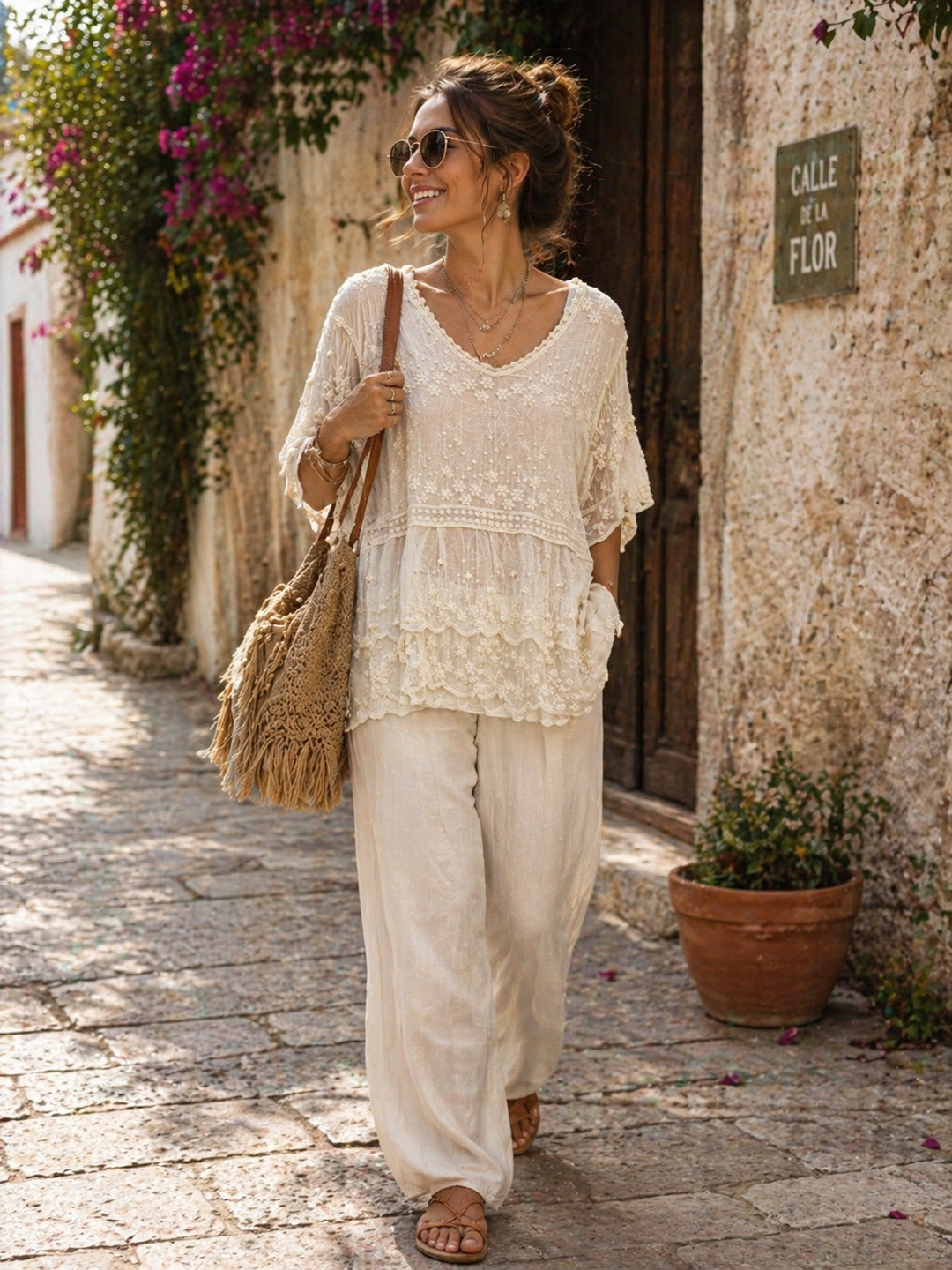 Candela Embroidered Top Cream