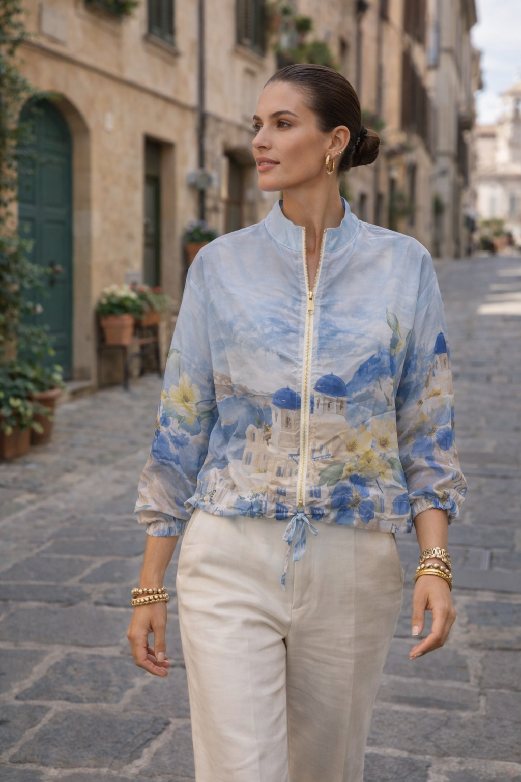 Mediterranean Bloom Jacket Blue