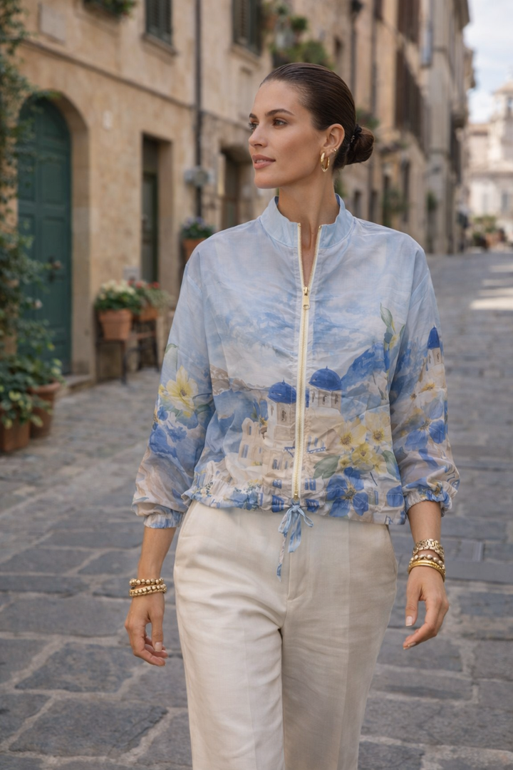 Mediterranean Bloom Jacket Blue