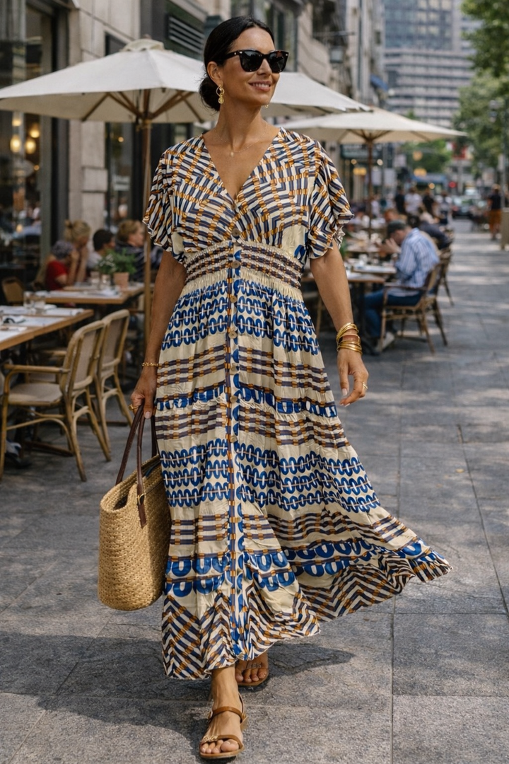 Lazaro Link Pattern Maxi Dress