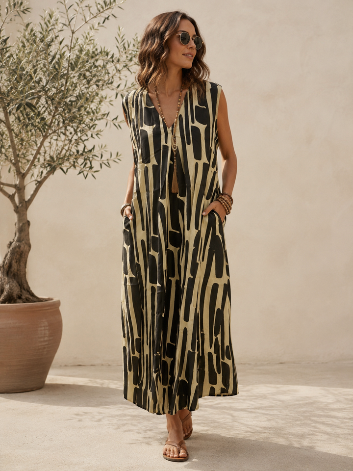 Paloma Abstract Cotton Maxi Dress
