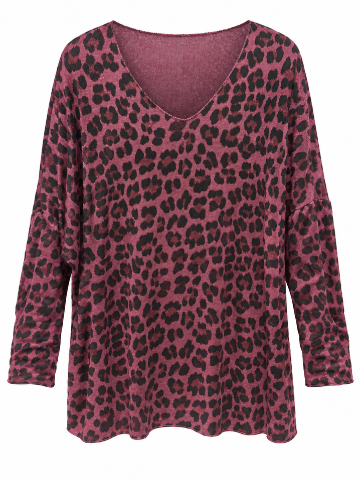 Leona Leopard Top Wine