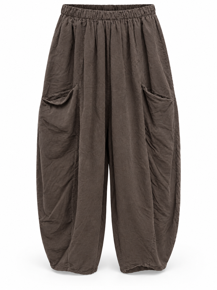 Tamara Needlecord Barrel Leg Trouser Chocolate