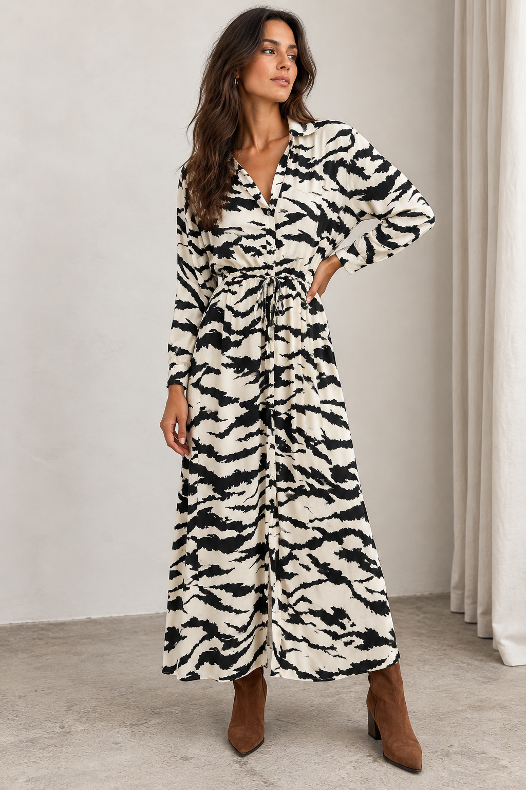 Zariah Zebra Print Dress White