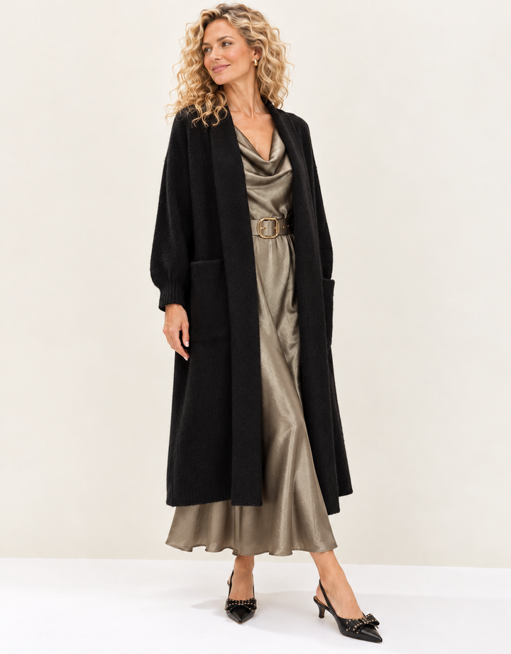 Stephanie Longline Cardigan Black