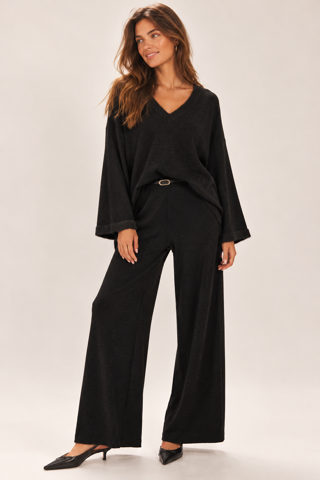 Cassidy V-Neck Co-Ord Black