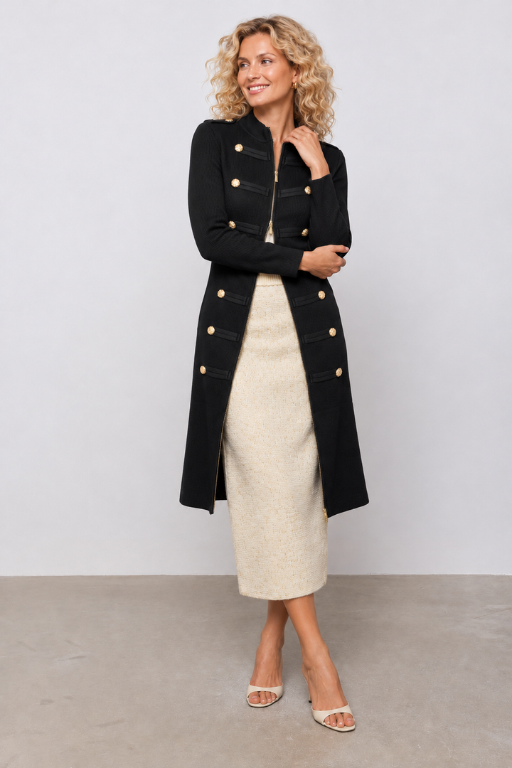 Marcia Military Zip Dress Black