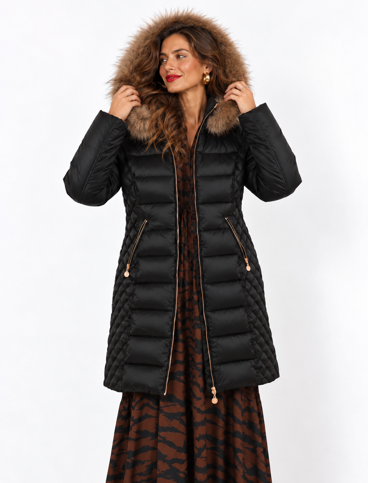 Eclipse Quilted Longline Coat Black